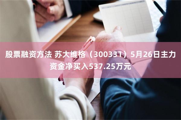 股票融资方法 苏大维格（300331）5月26日主力资金净买入537.25万元