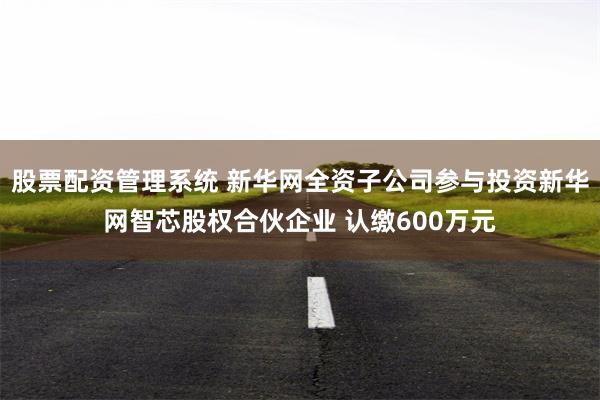 股票配资管理系统 新华网全资子公司参与投资新华网智芯股权合伙企业 认缴600万元