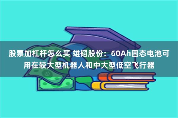 股票加杠杆怎么买 雄韬股份：60Ah固态电池可用在较大型机器人和中大型低空飞行器