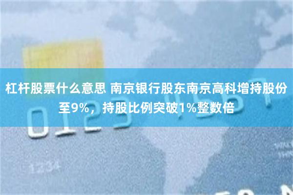 杠杆股票什么意思 南京银行股东南京高科增持股份至9%，持股比例突破1%整数倍