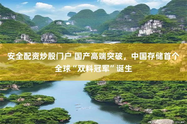 安全配资炒股门户 国产高端突破，中国存储首个全球“双料冠军”诞生
