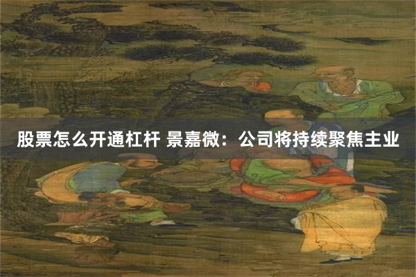 股票怎么开通杠杆 景嘉微：公司将持续聚焦主业