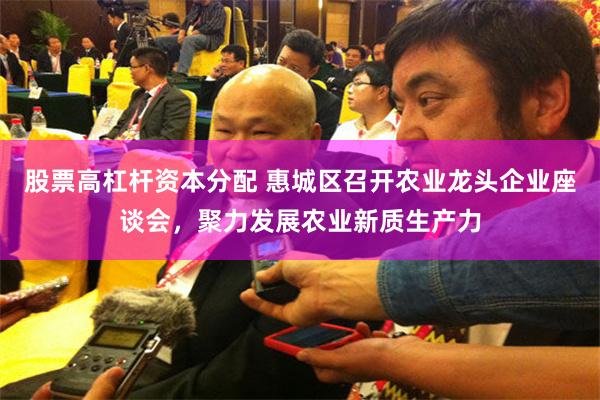 股票高杠杆资本分配 惠城区召开农业龙头企业座谈会，聚力发展农业新质生产力