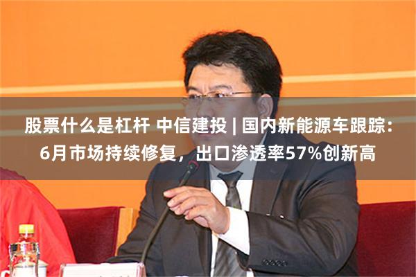 股票什么是杠杆 中信建投 | 国内新能源车跟踪：6月市场持续修复，出口渗透率57%创新高