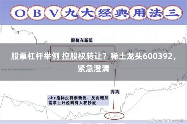 股票杠杆举例 控股权转让？稀土龙头600392，紧急澄清