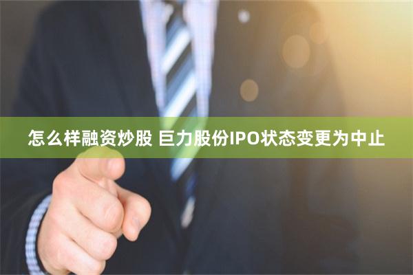 怎么样融资炒股 巨力股份IPO状态变更为中止