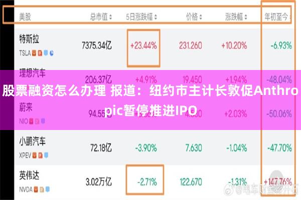 股票融资怎么办理 报道：纽约市主计长敦促Anthropic暂停推进IPO